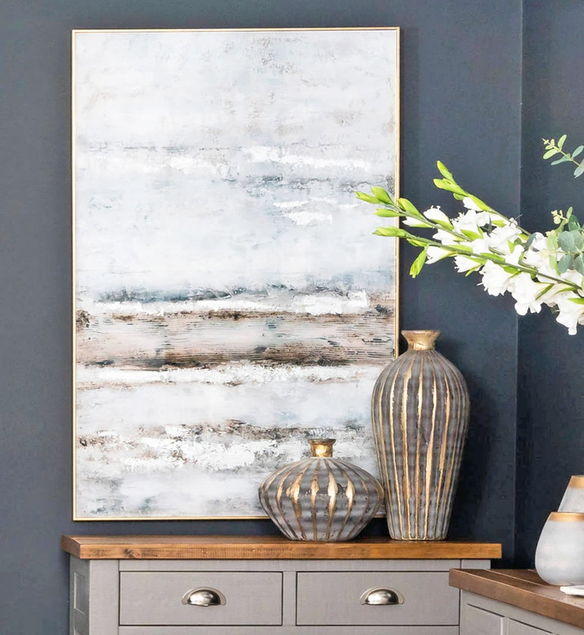 Abstract Artwork In Glass Gold Frame