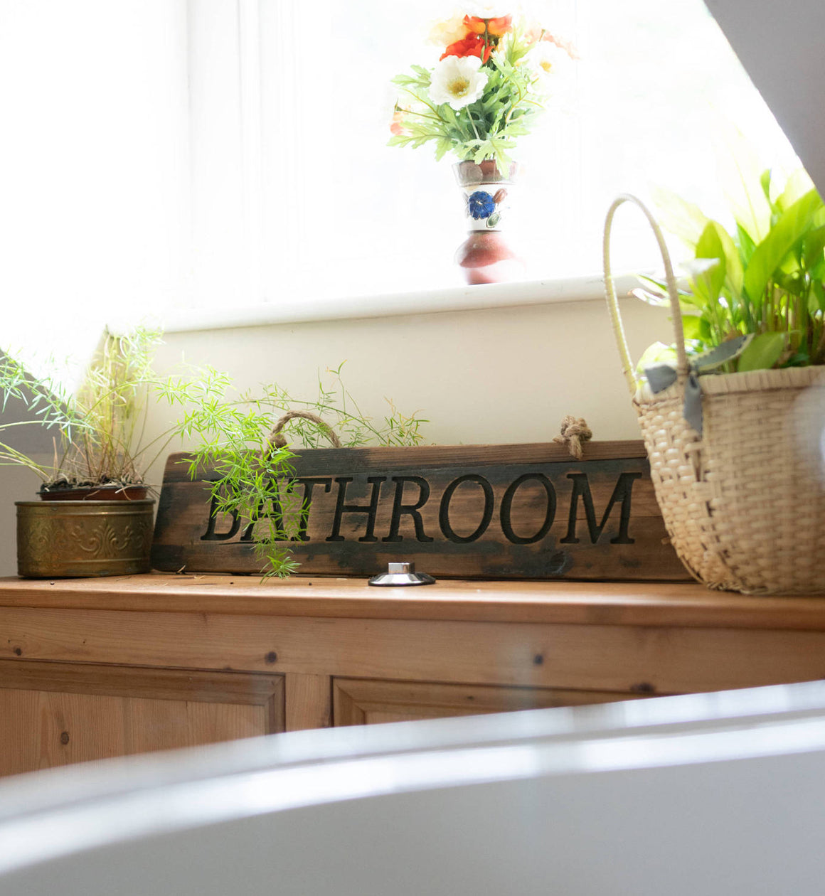 Bathroom Rustic Wooden Sign