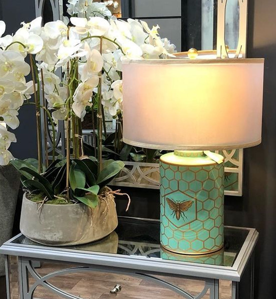 Bee Table Lamp with White Shade