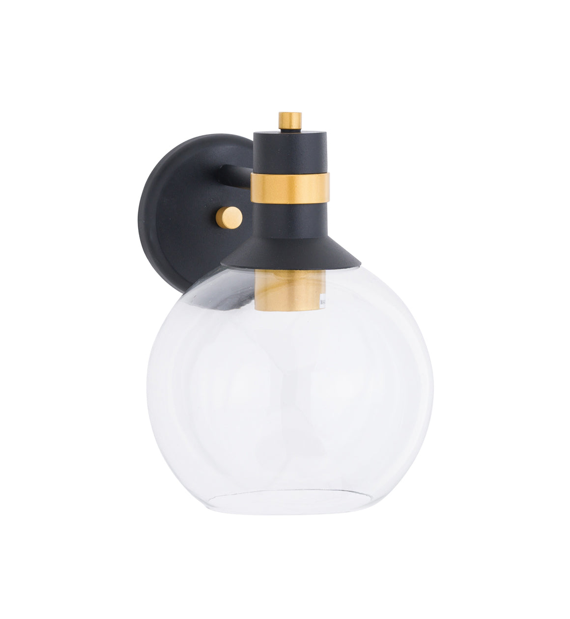 Black and Brass Wall Light With Glass Shade