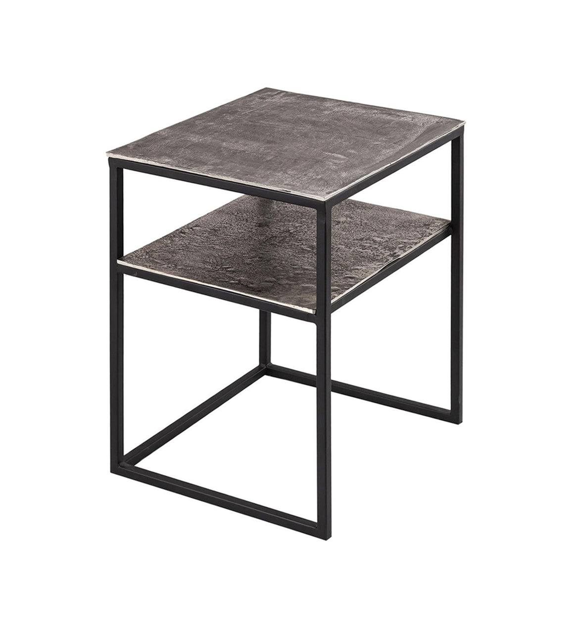 Black and Silver Side Table with Shelf
