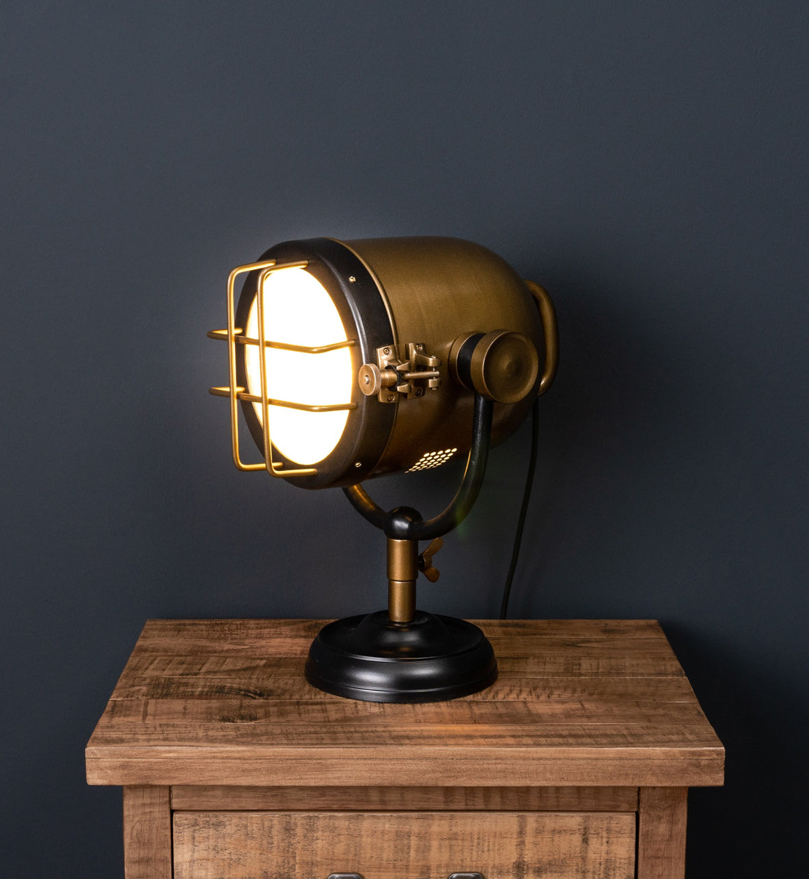 Black & Brass Spotlight Table Lamp