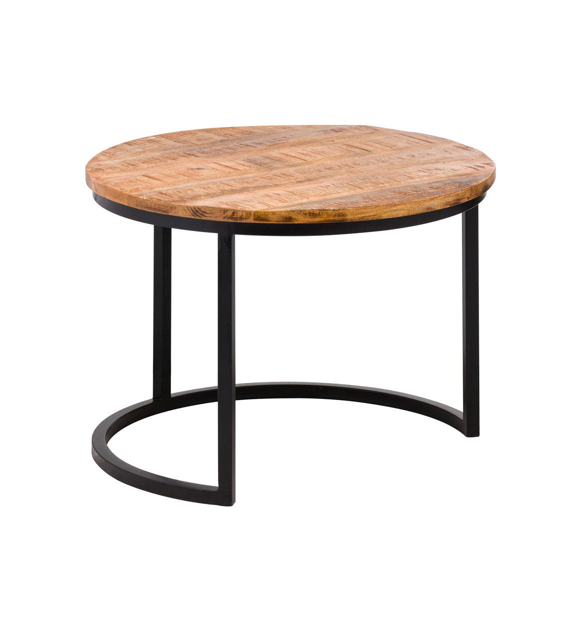 Black Metal and Wood Nest of Tables