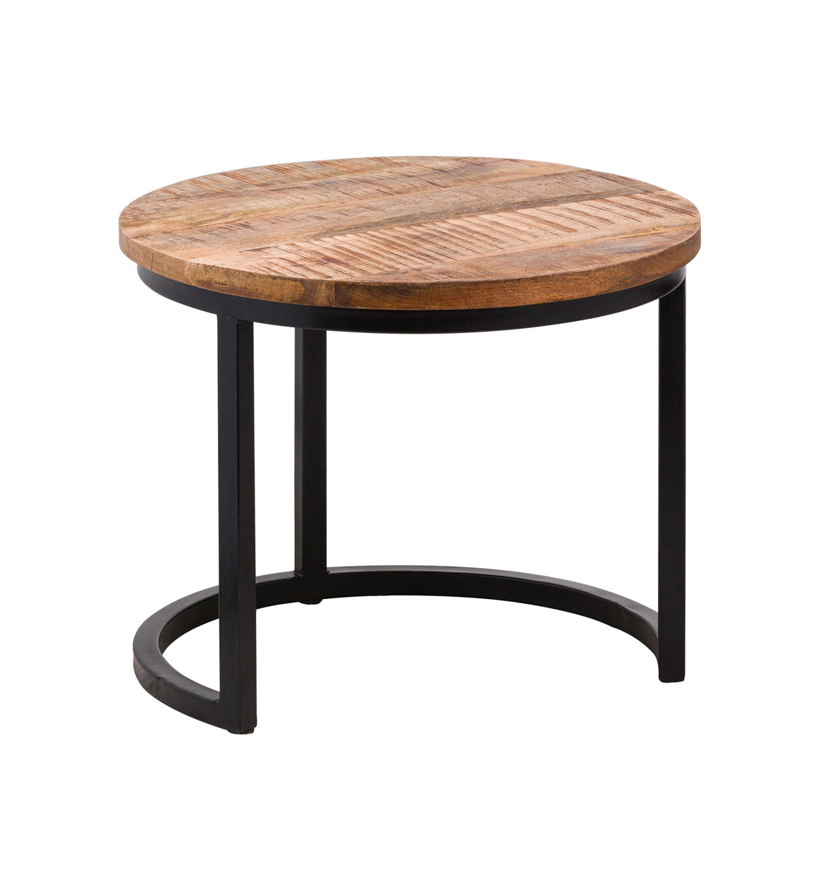 Black Metal and Wood Nest of Tables