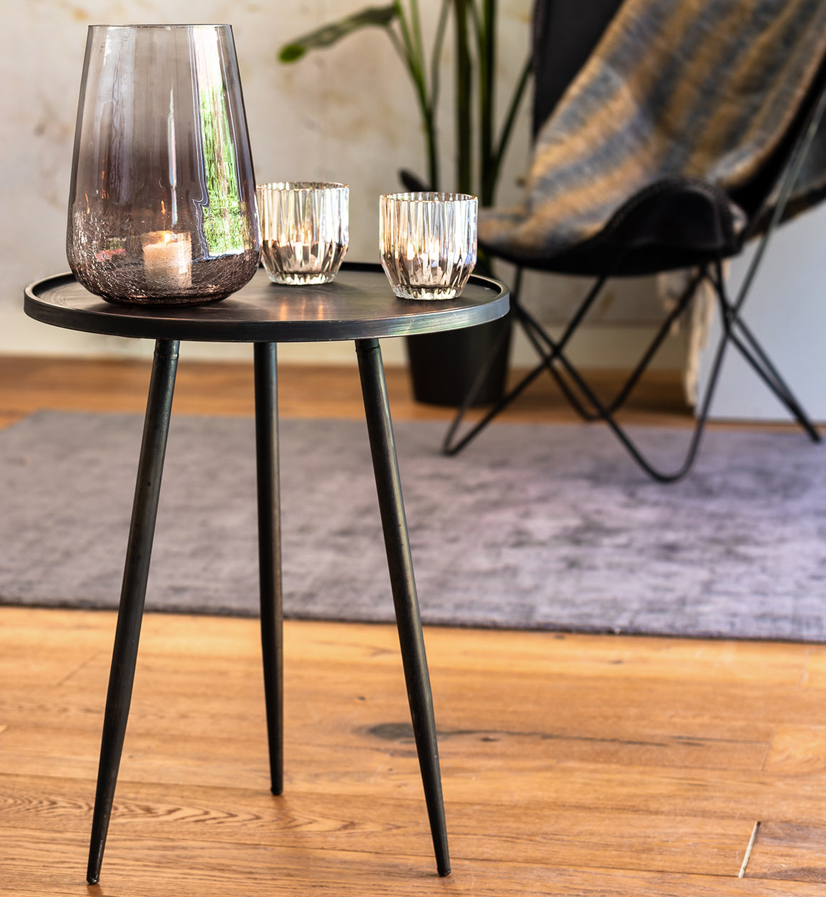 Black Round Side Table