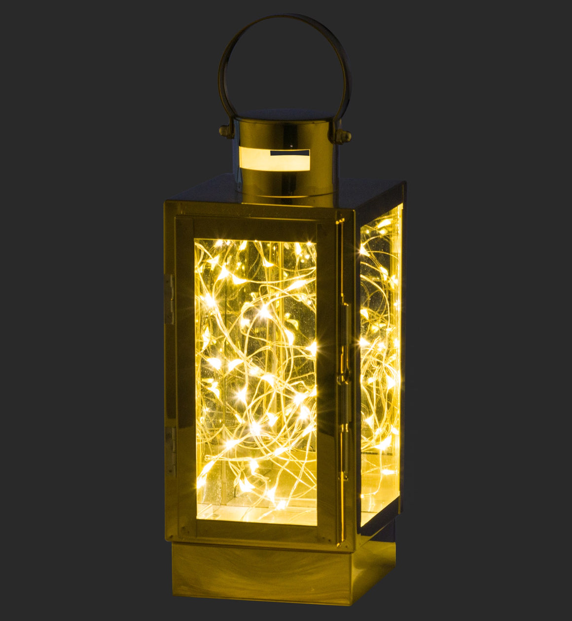 Brass Lantern with Led Micro Lights