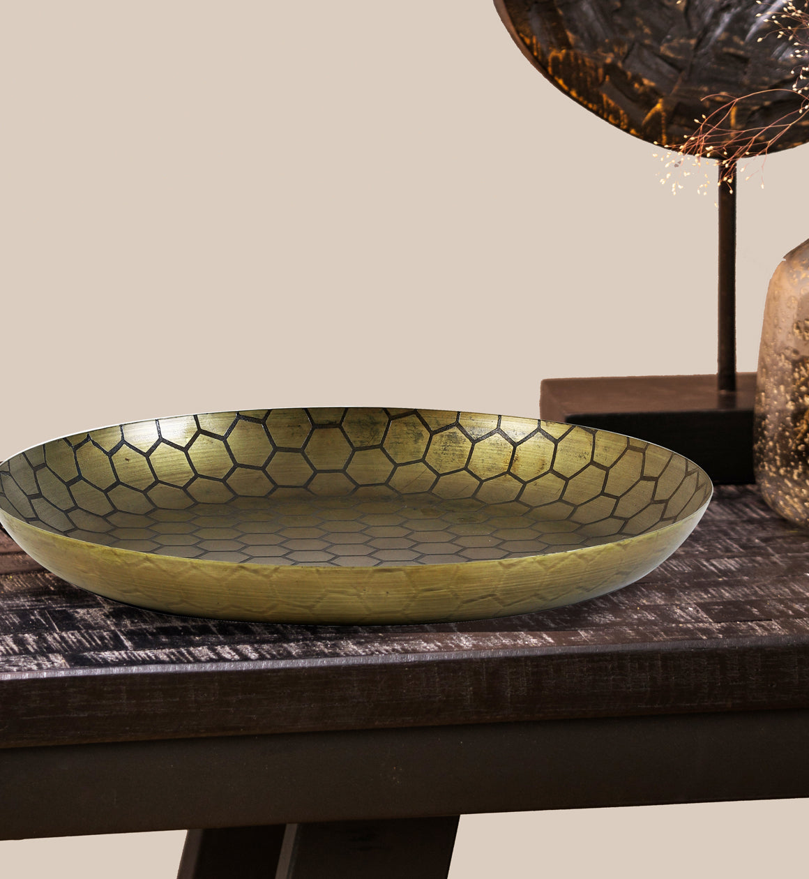 Bronze Honeycomb Serving Tray Dish
