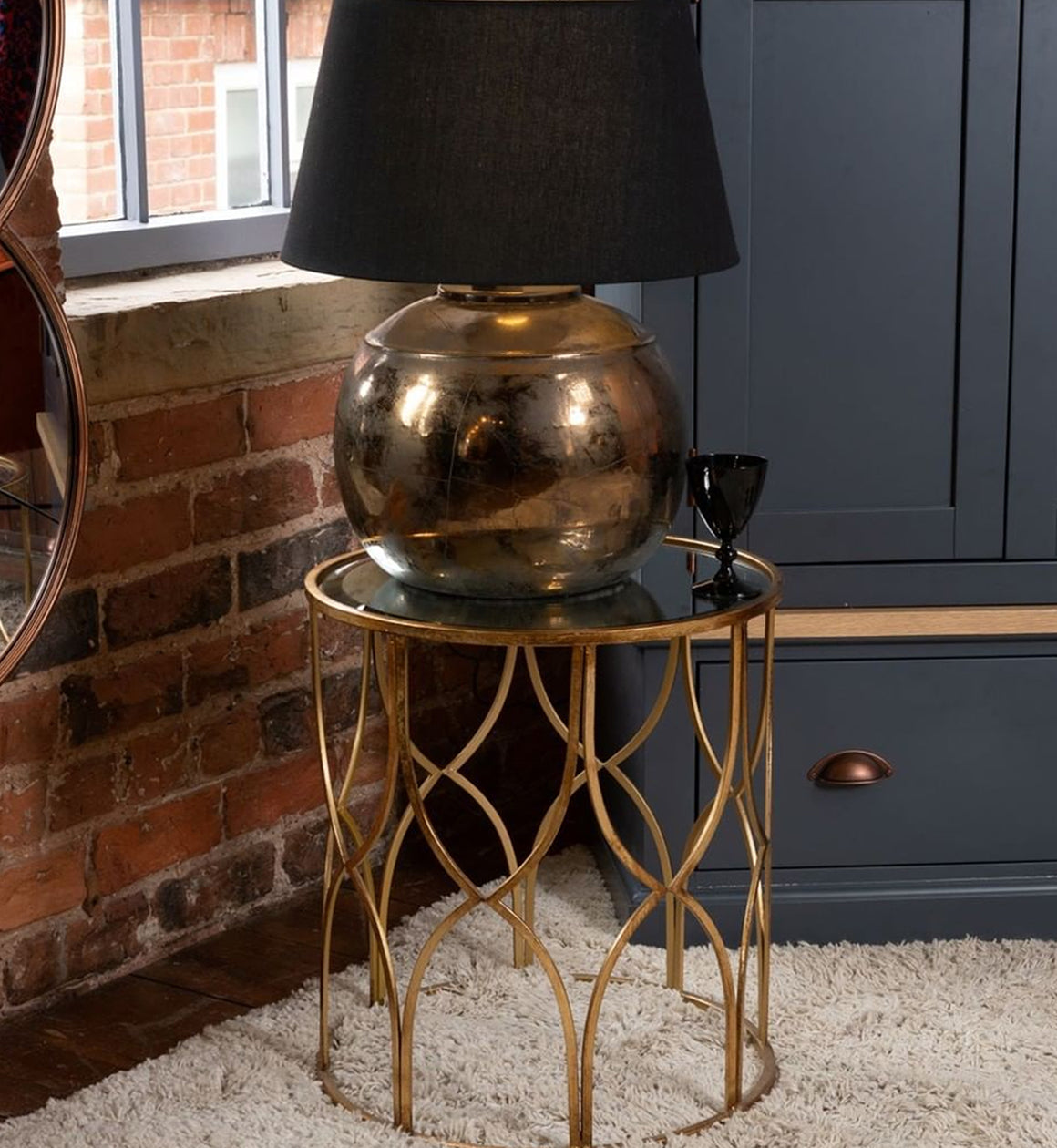 Bronze Metallic Table Lamp with Black Shade