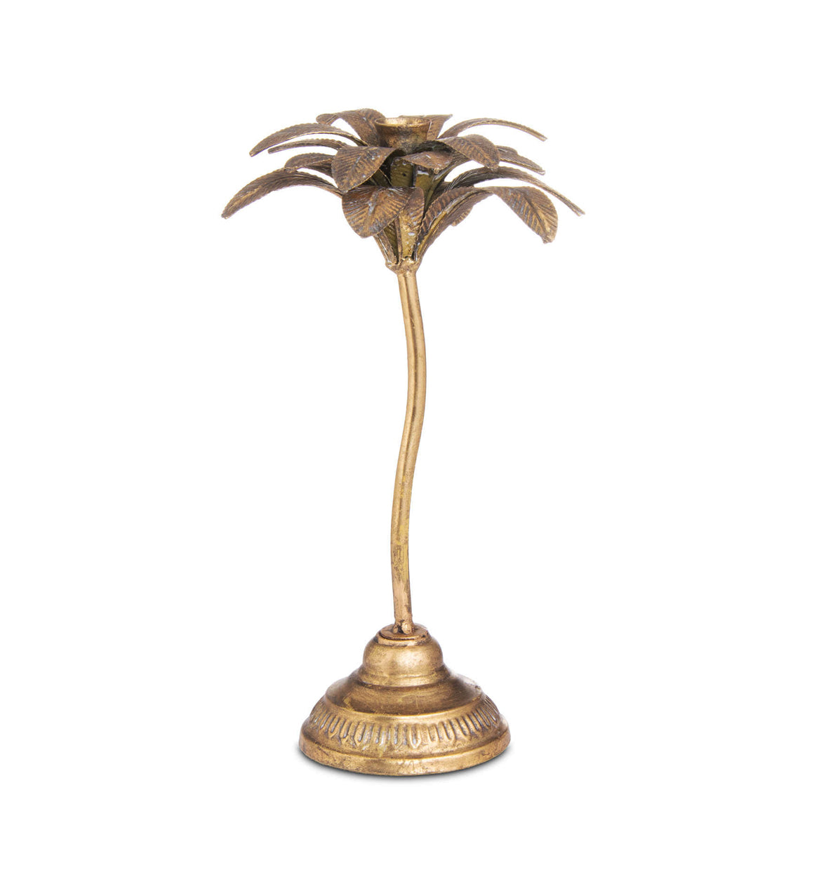 Tall Bronze Palm Tree Candle Holder