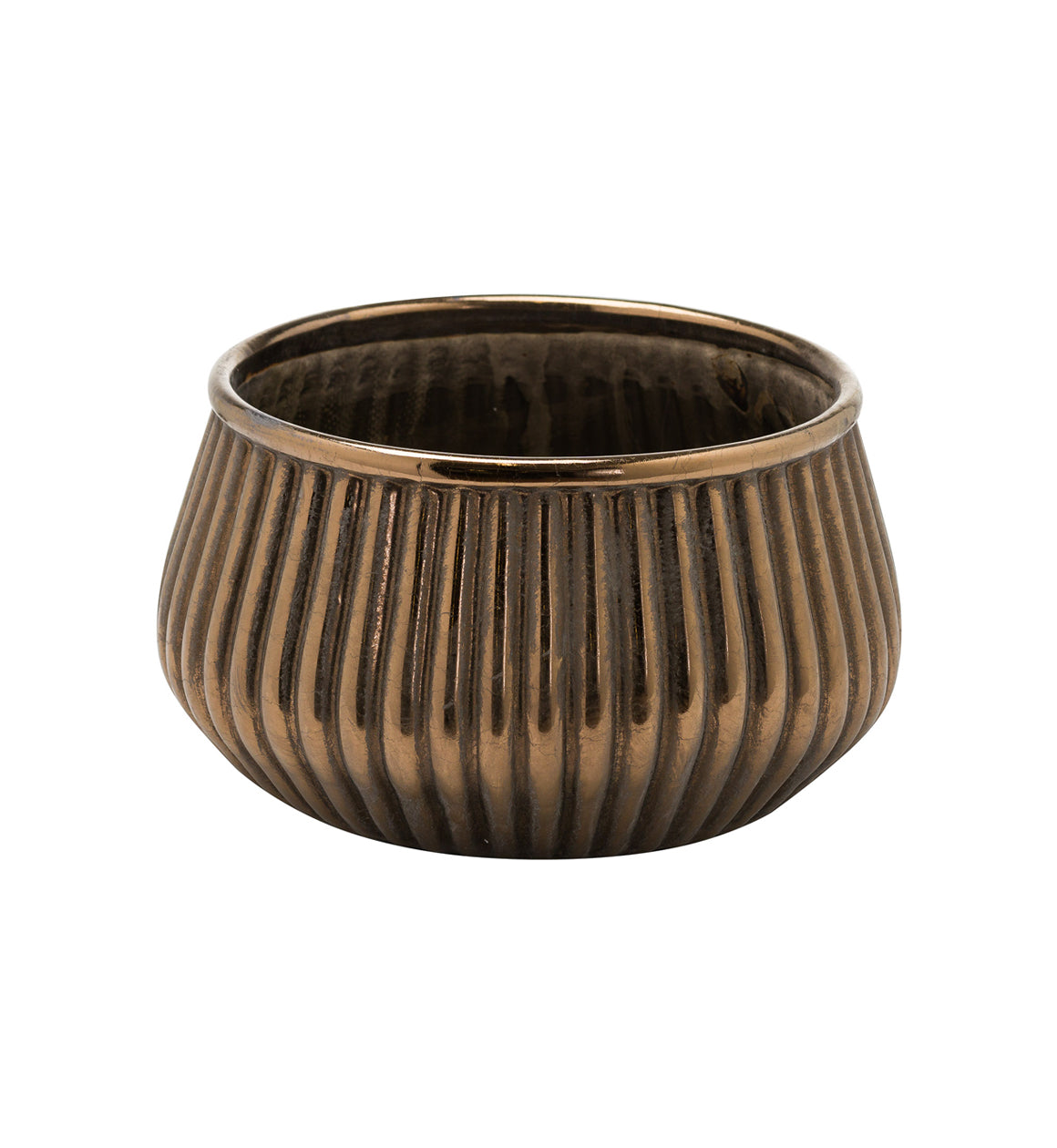 Bronze Ribbed Ceramic Planter