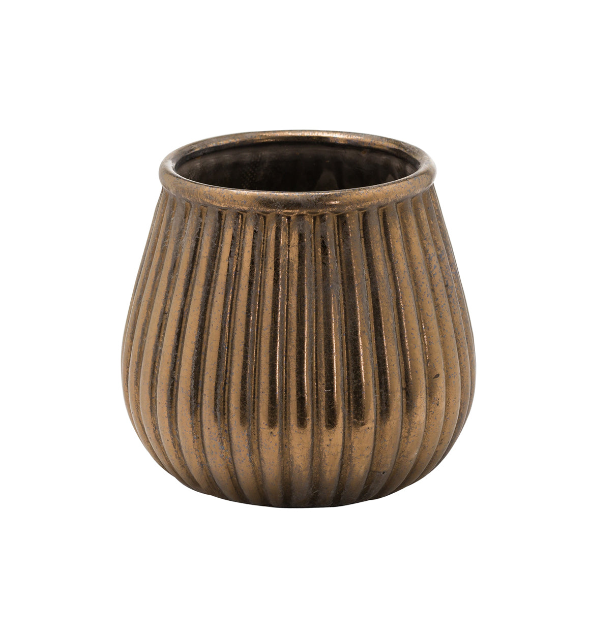 Bronze Ribbed Ceramic Planter