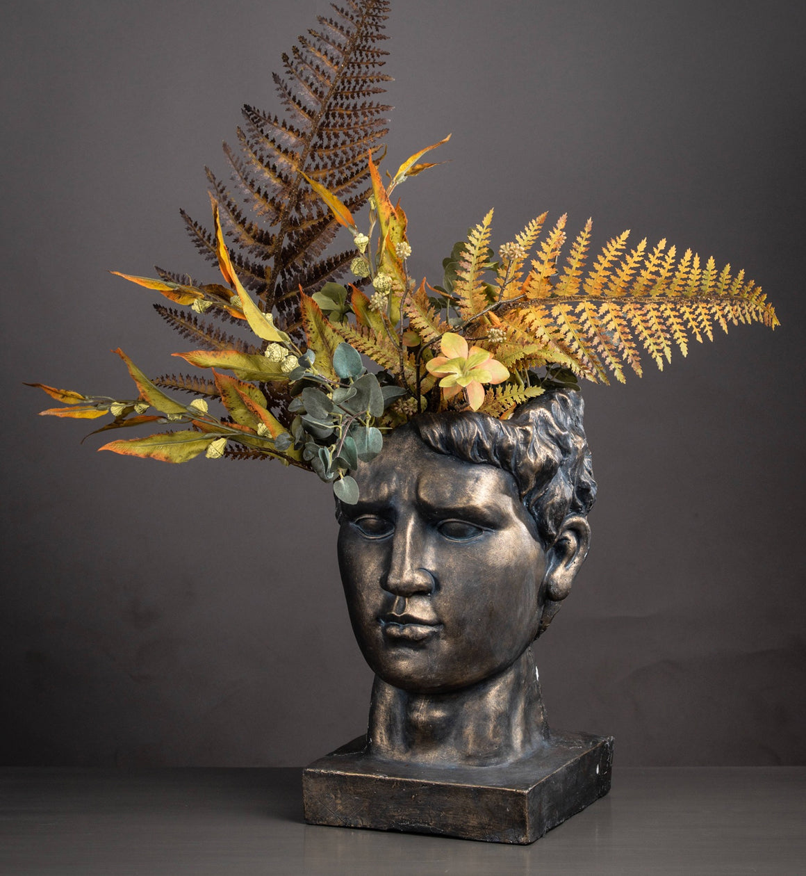 Bronze Roman Head Planter