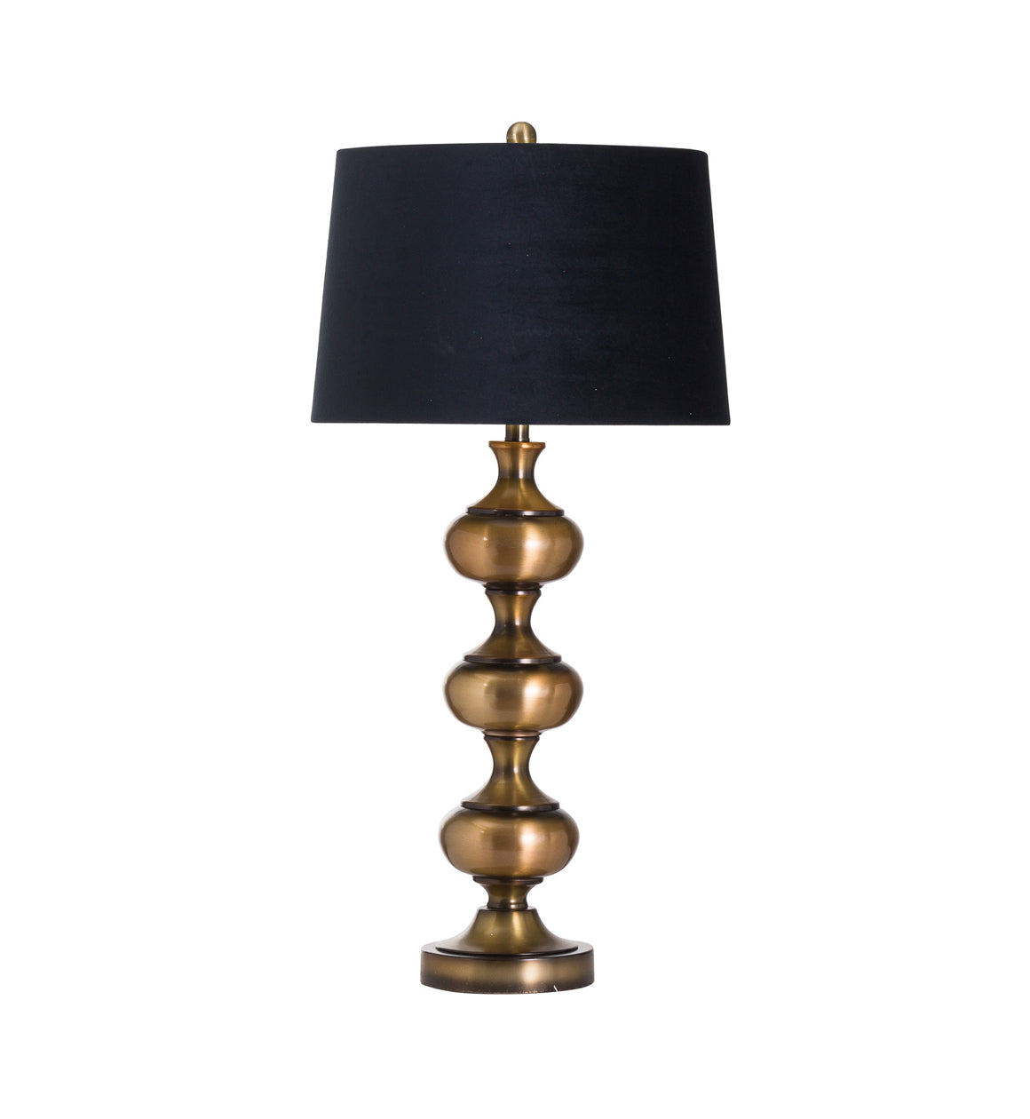 Bronze Stacked Table Lamp with Black Shade