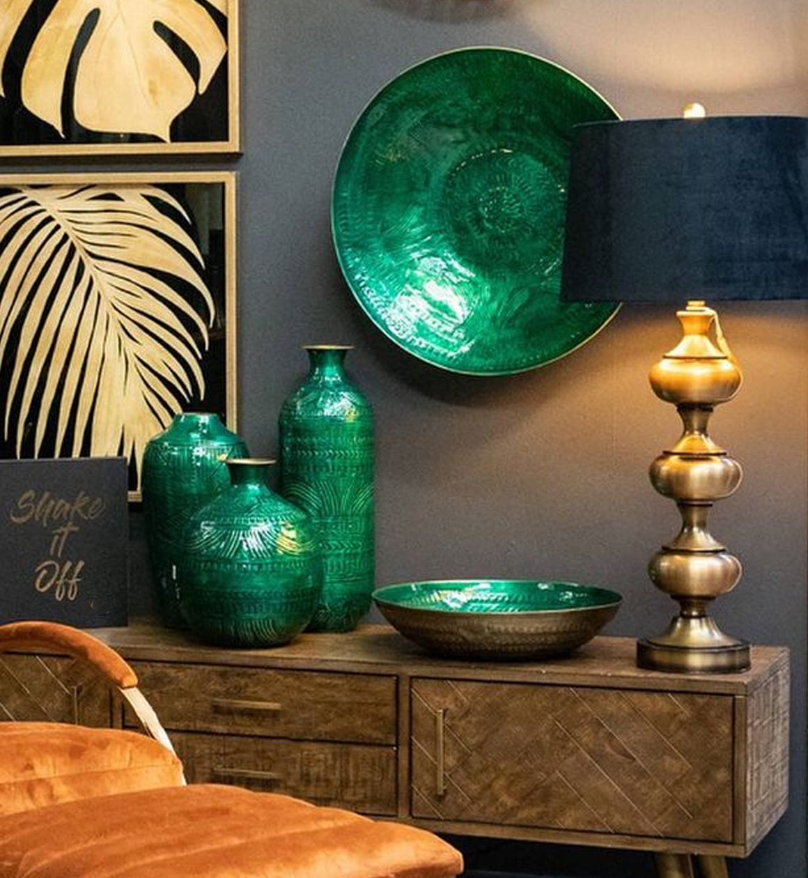 Bronze Stacked Table Lamp with Black Shade