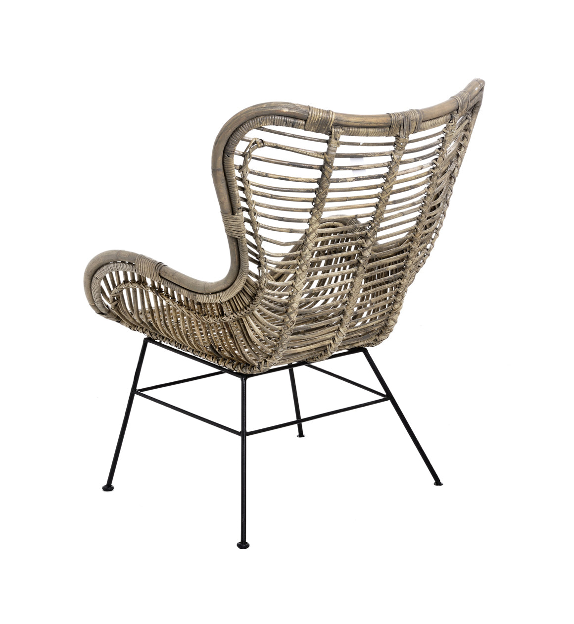 Brown Rattan Wing Chair