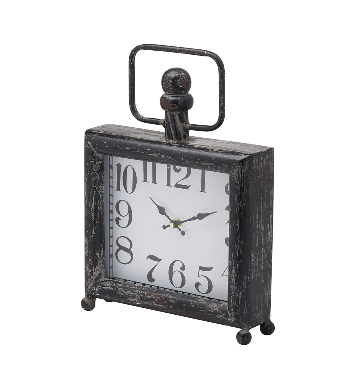 Distressed Black Mantel Clock