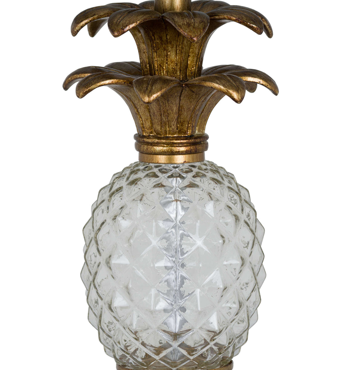 Glass Pineapple Table Lamp with Blue Shade