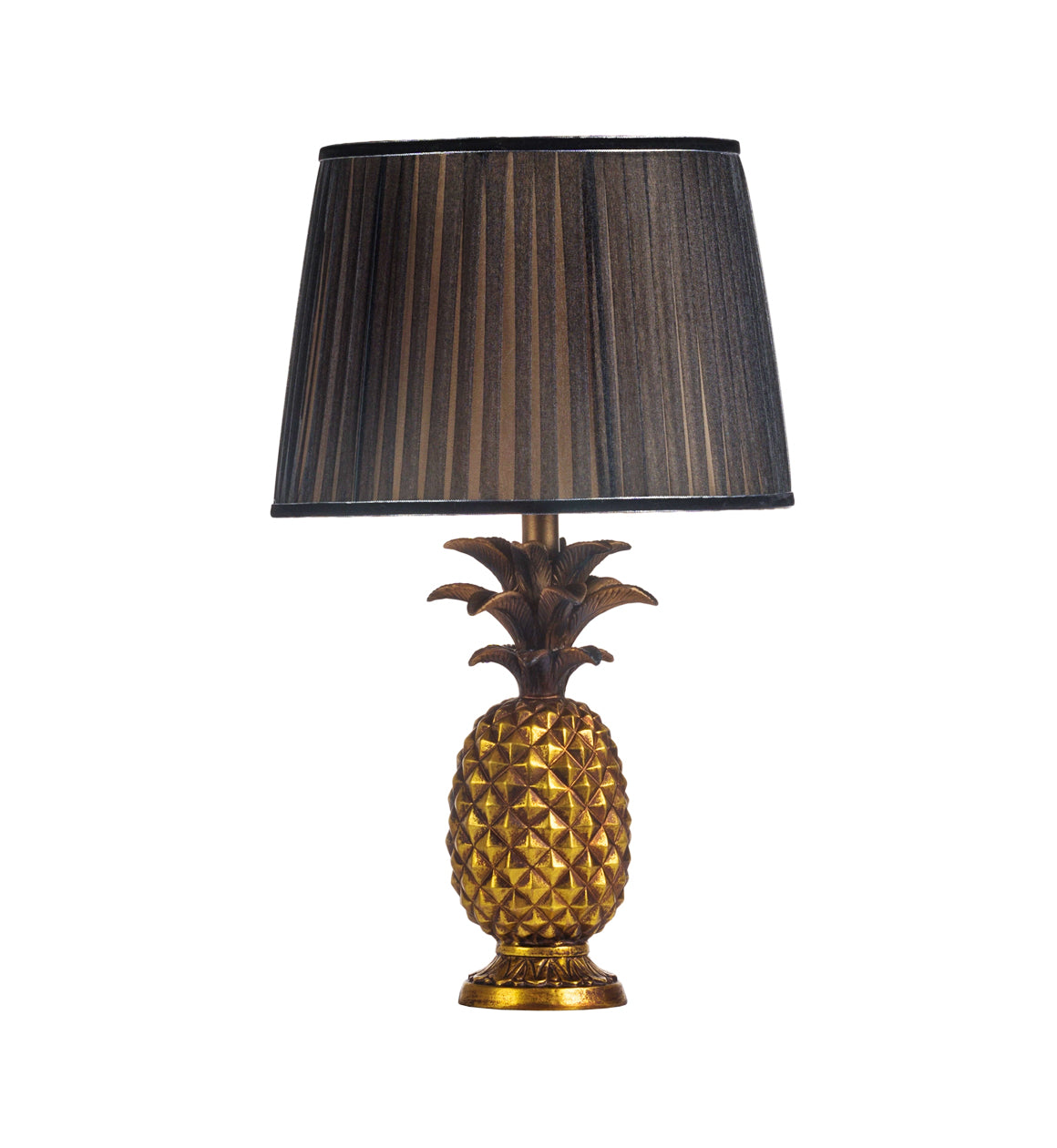 Gold Pineapple Table Lamp with Black Shade