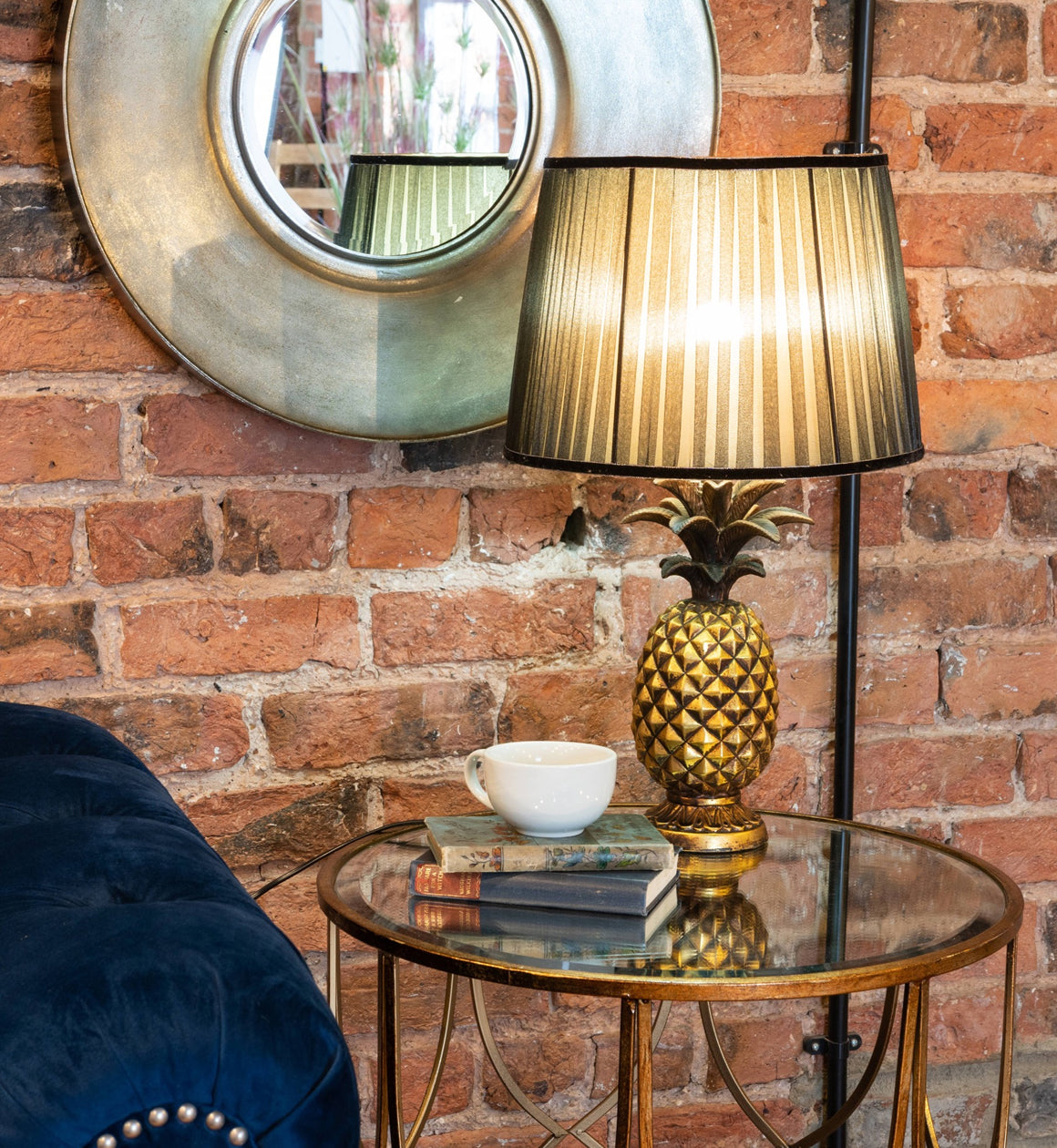 Gold Pineapple Table Lamp with Black Shade