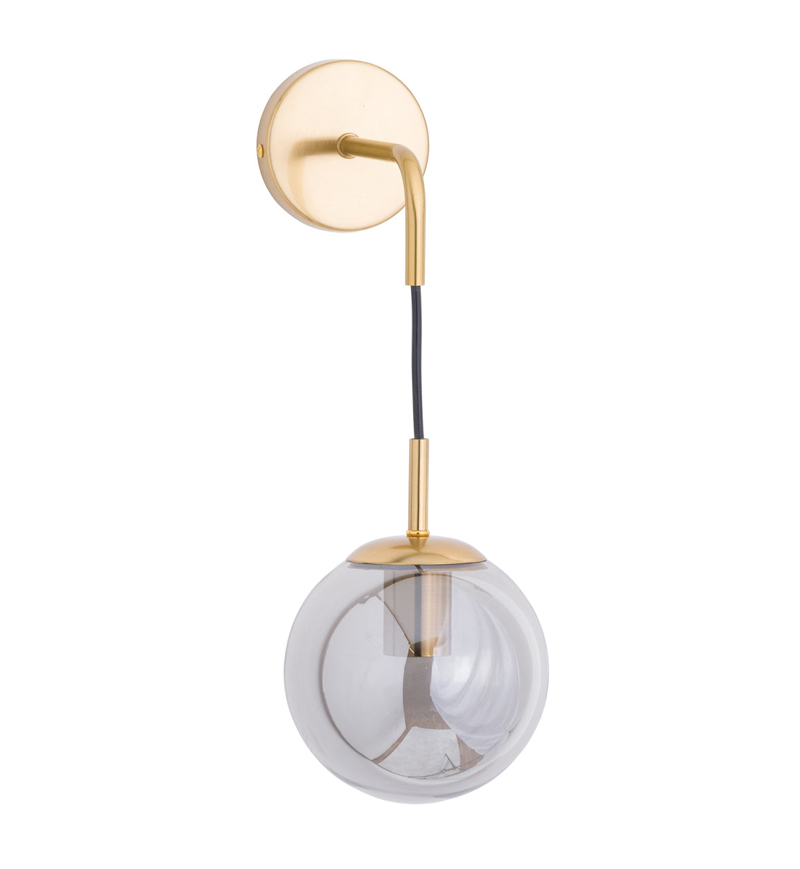 Gold Wall Light with Smoked Glass Shade