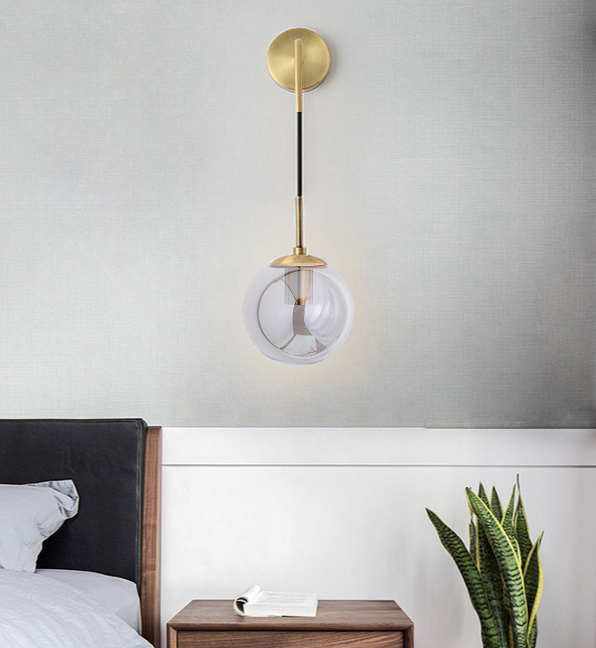 Gold Wall Light with Smoked Glass Shade