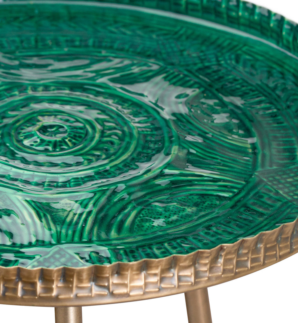 Green and Gold Aztec Side Table