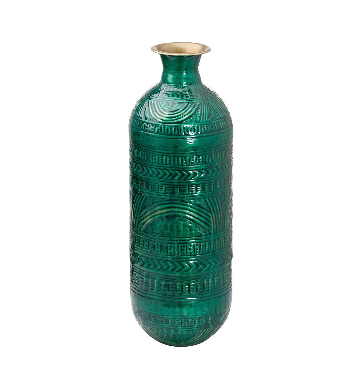 Green and Gold Aztec Vase