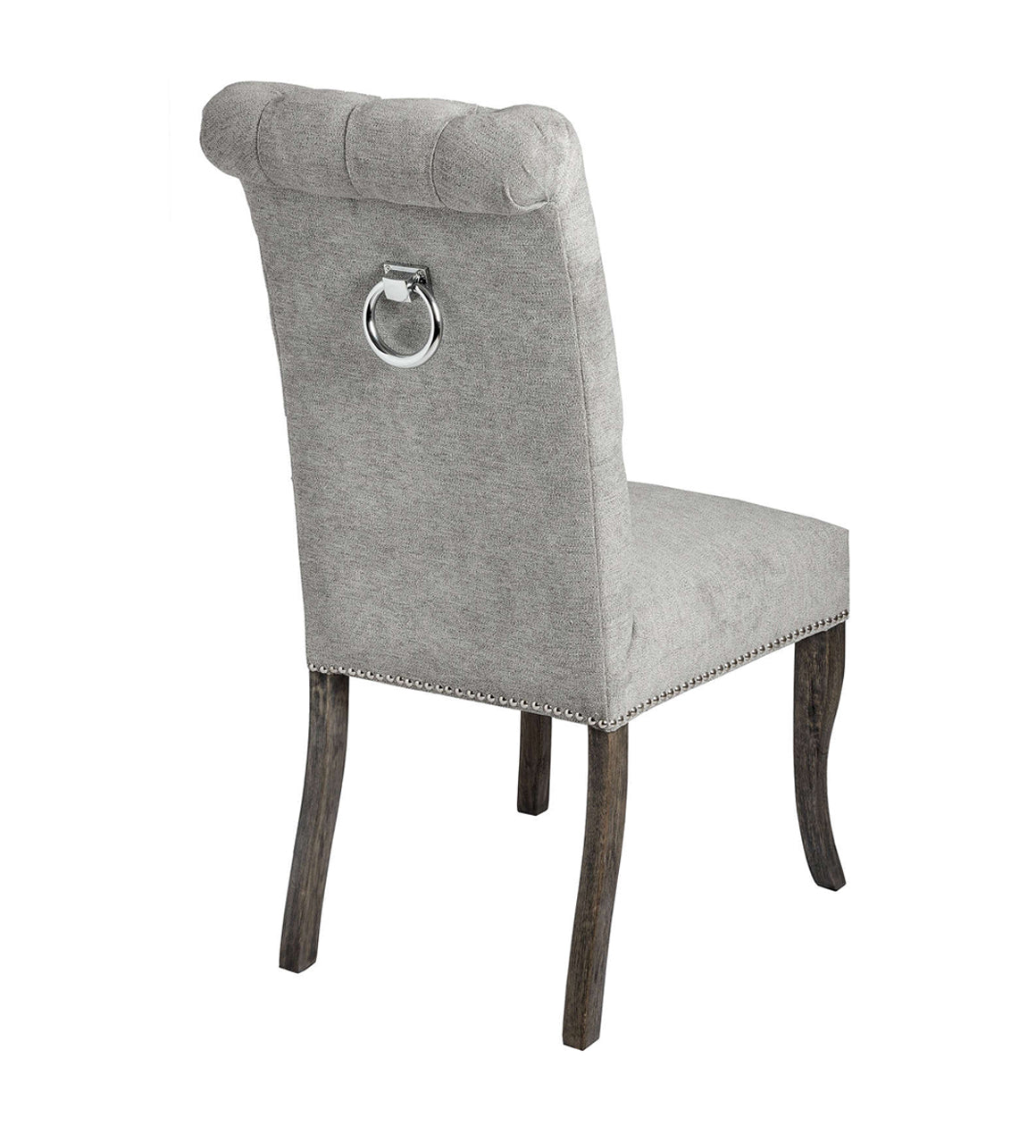 Grey Button Back Dining Chair With Metal Ring