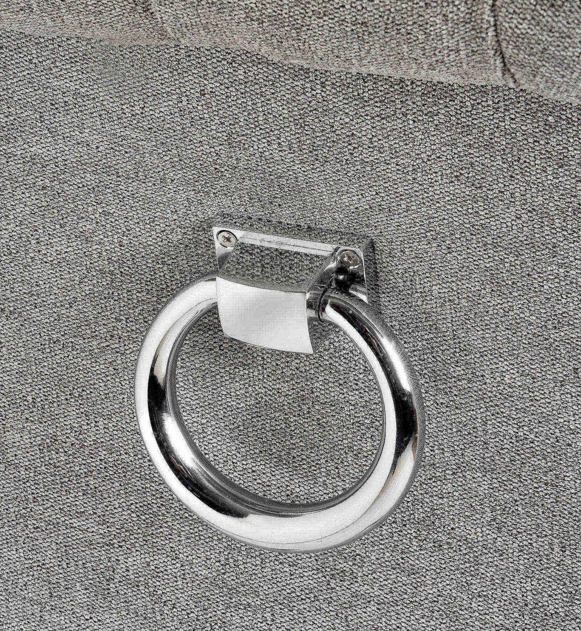 Grey Button Back Dining Chair With Metal Ring