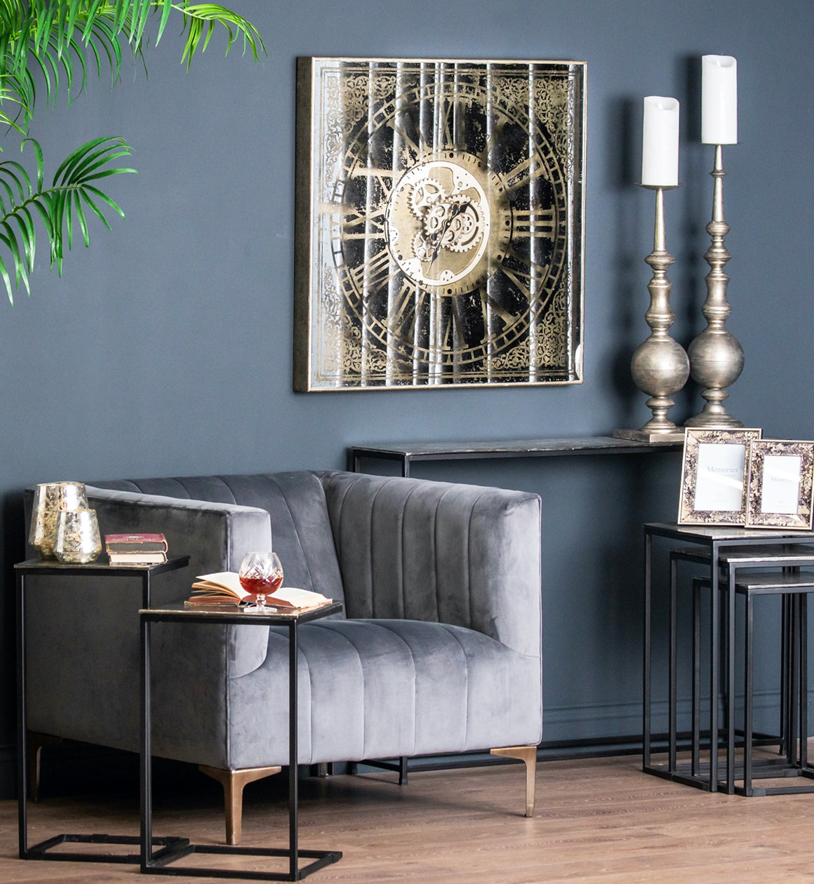 Grey Velvet Armchair