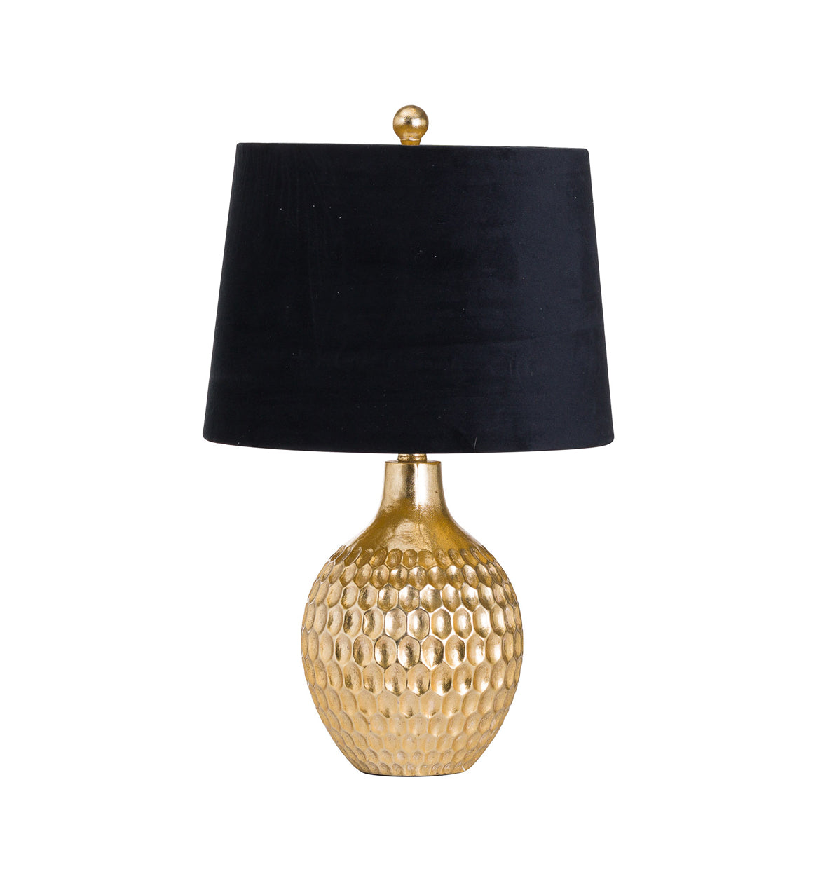 Hammered Gold Table Lamp with Black Shade