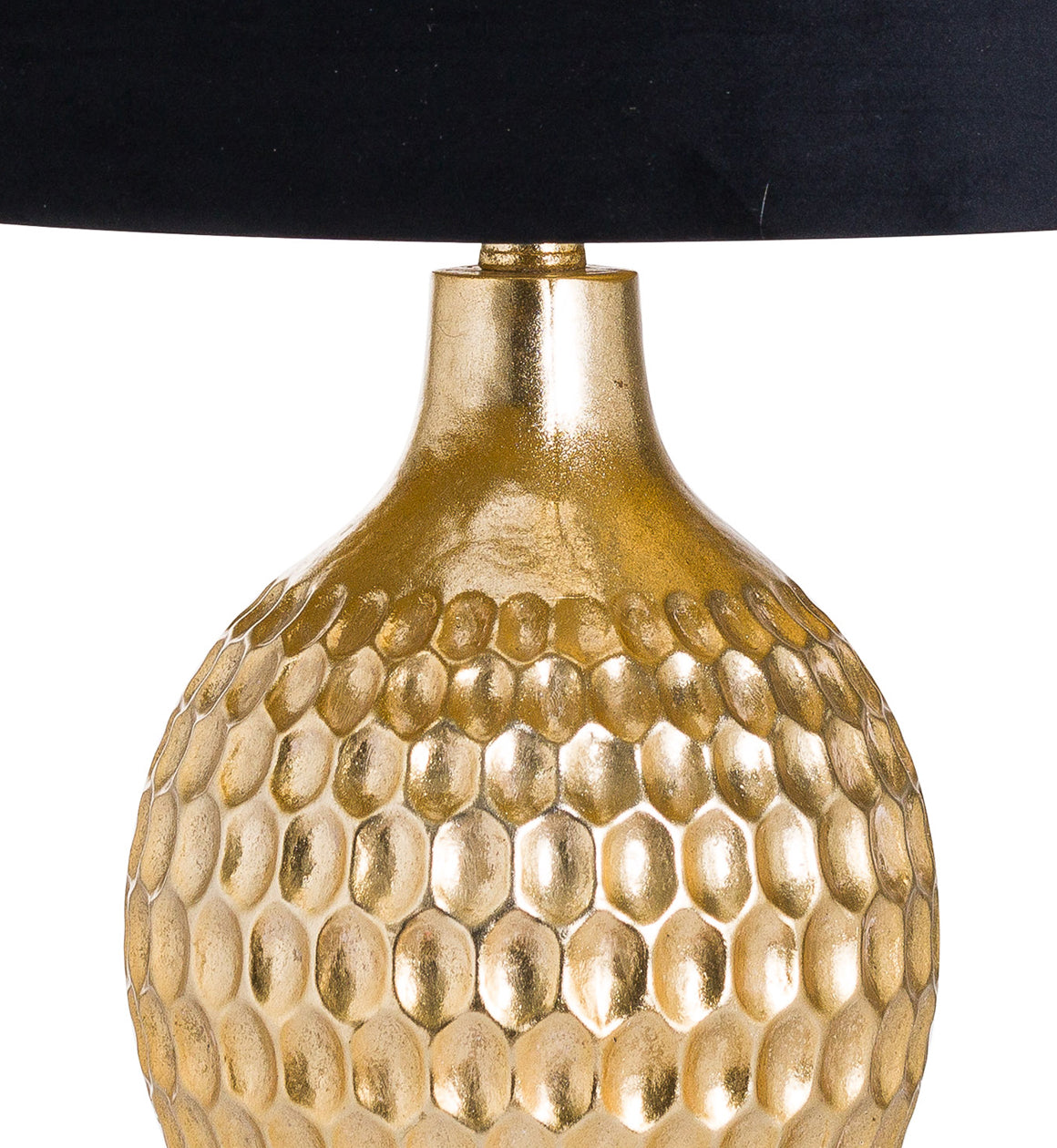 Hammered Gold Table Lamp with Black Shade