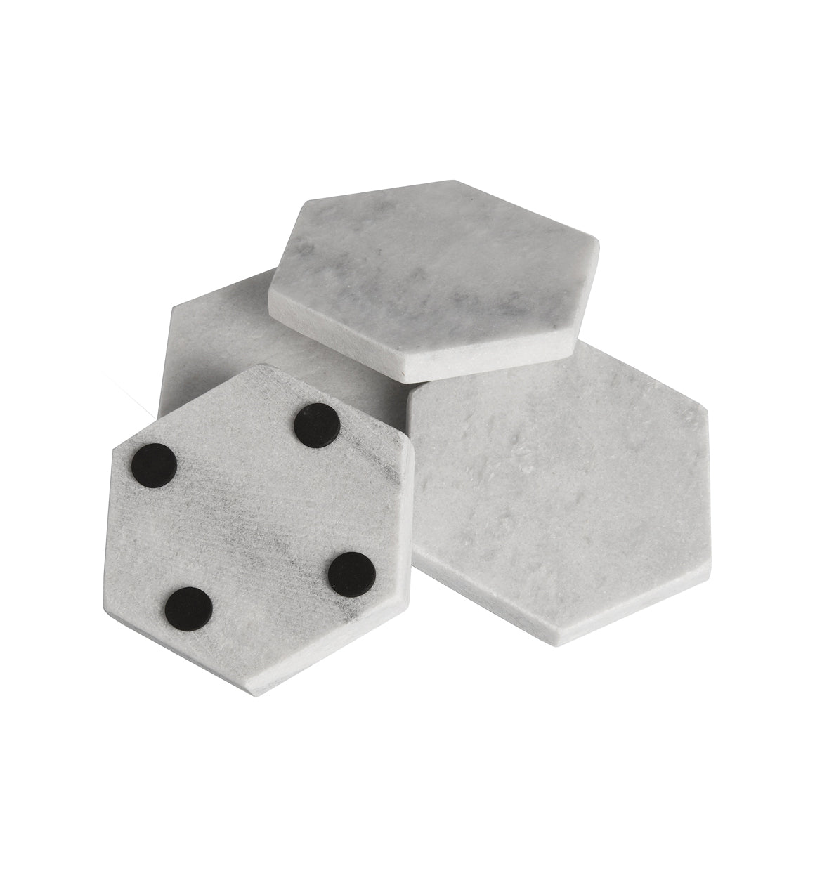 Hexagonal Grey Marble Coasters Set of Four