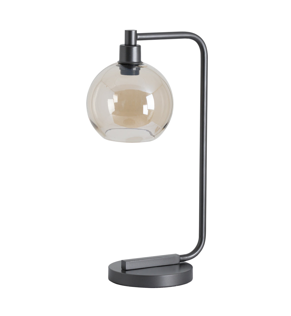 Industrial Metal Table Lamp With Smoked Glass Shade