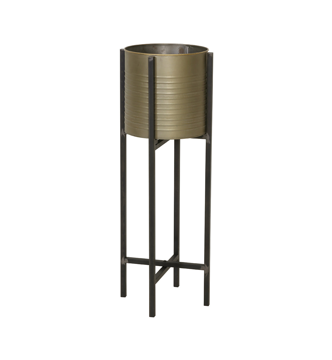 Large Bronze Planter With Black Stand