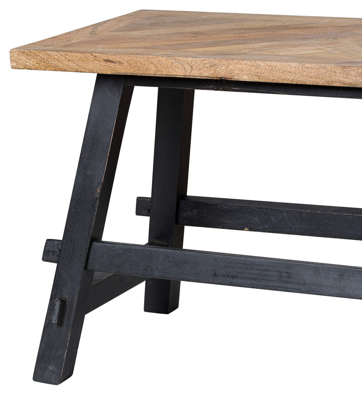 Mango Wood and Black Bench