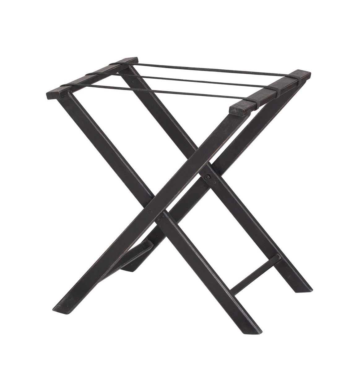 Mango Wood and Black Butlers Tray Side Table