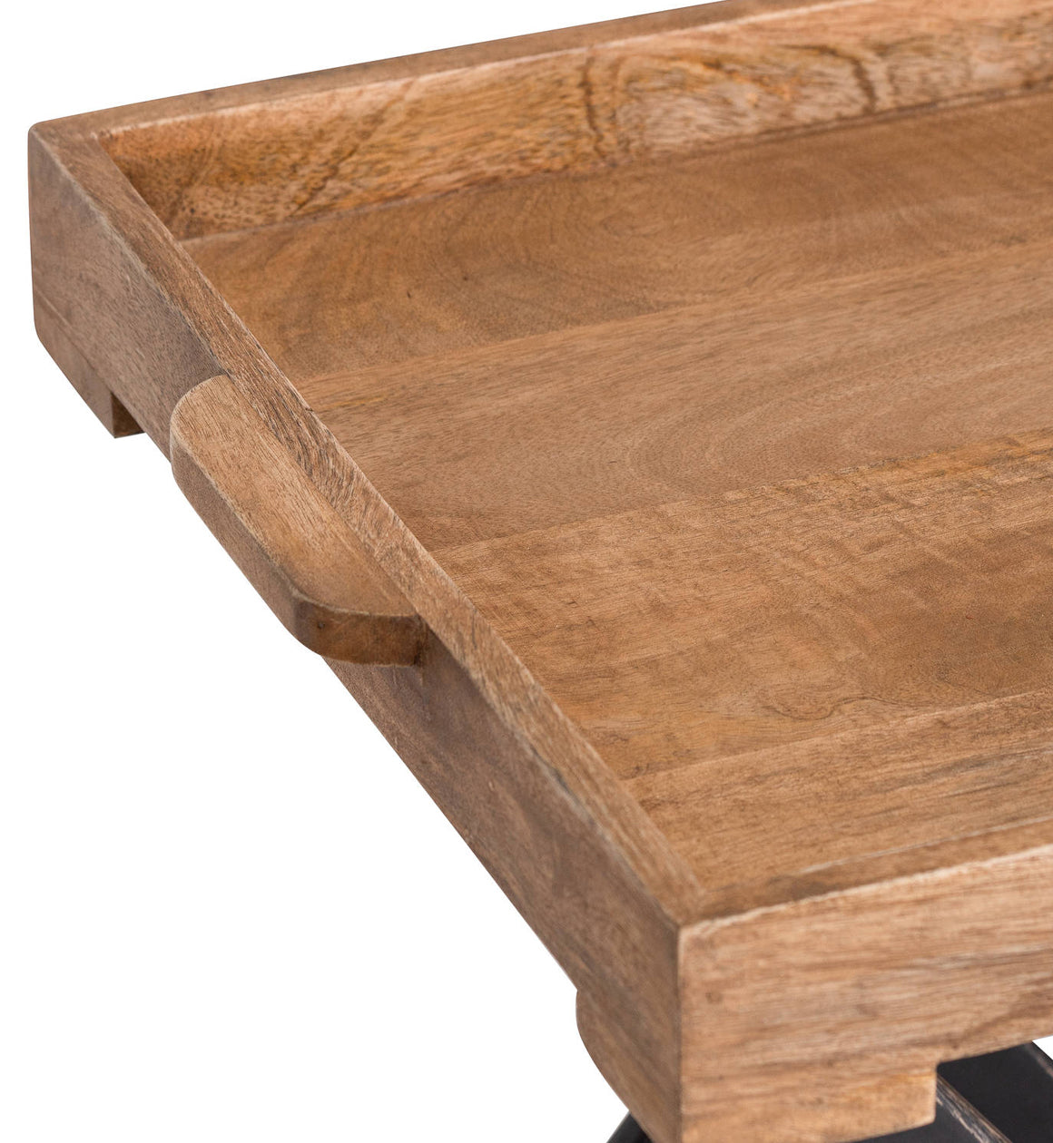 Mango Wood and Black Butlers Tray Side Table