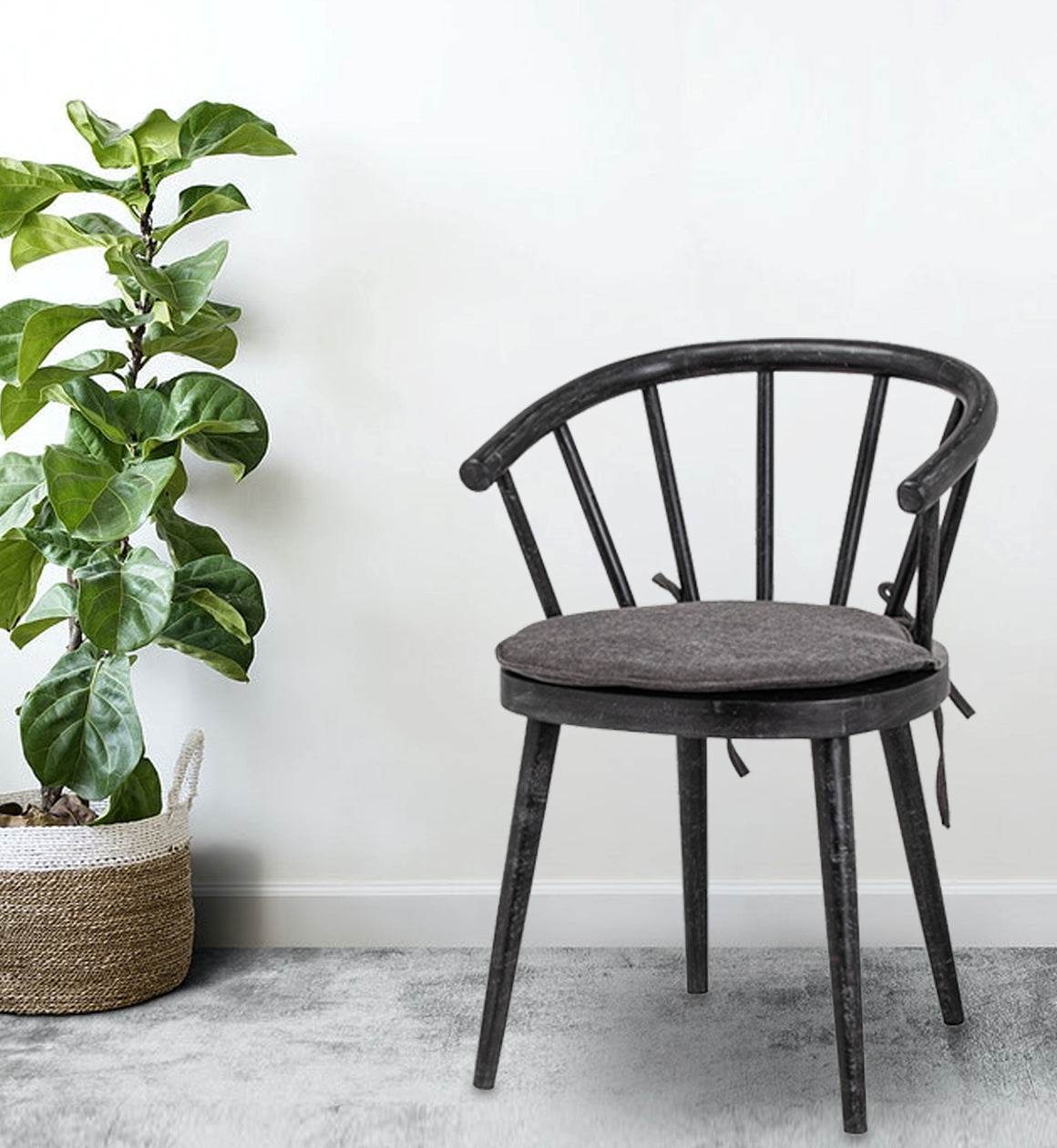Mango Wood and Black Dining Chair