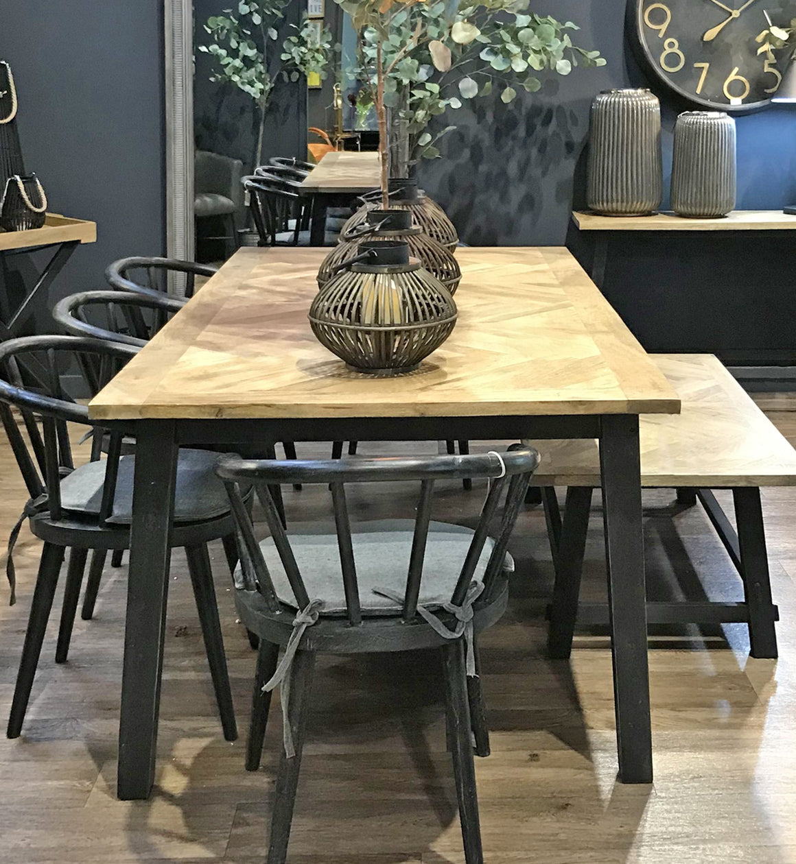 Mango Wood and Black Dining Table