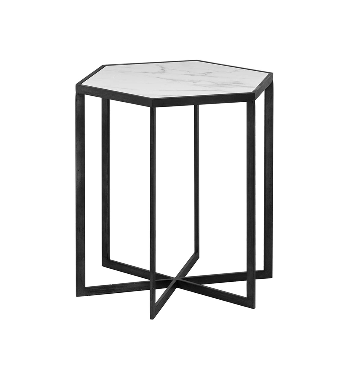 Marble and Grey Frame Side Table