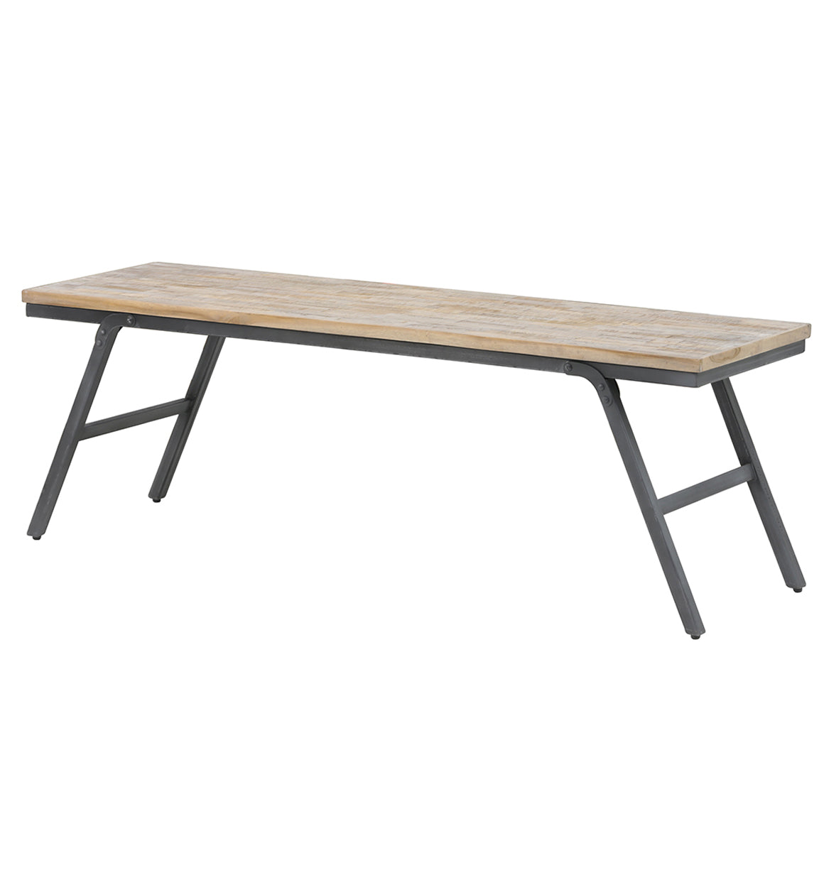 Metal Grey and Wooden Bench