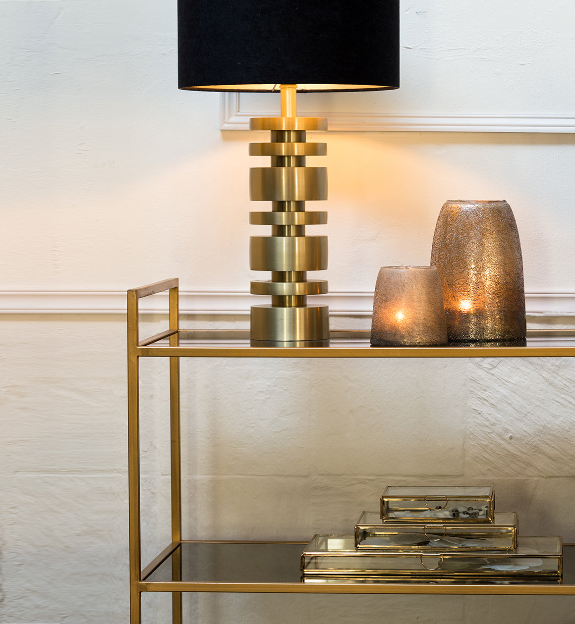 Mirrored Gold and Glass Trinket Jewellery Box