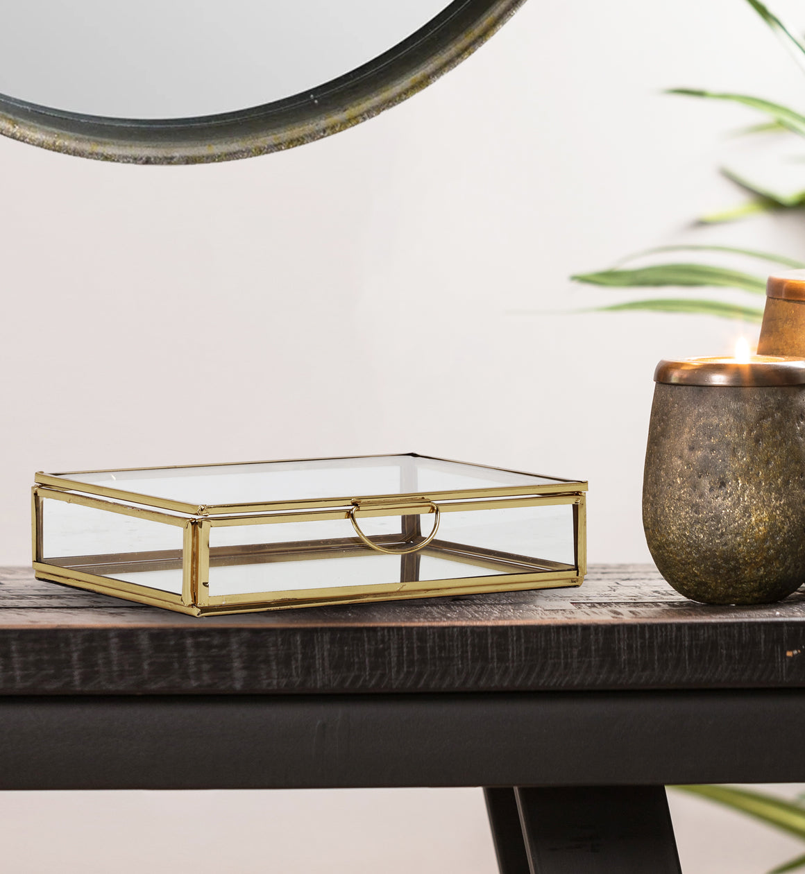 Mirrored Gold and Glass Trinket Jewellery Box