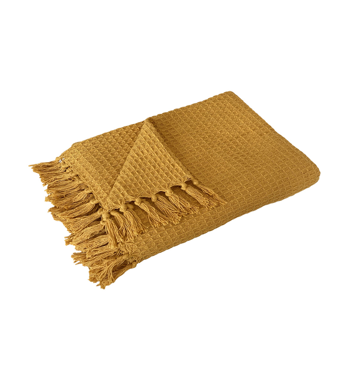 Mustard 100% Cotton Waffle Throw