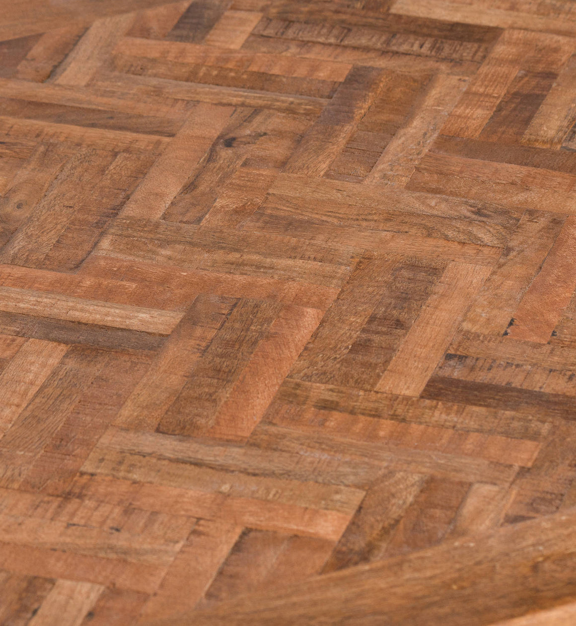 Parquet Top and Metal Frame Coffee Table