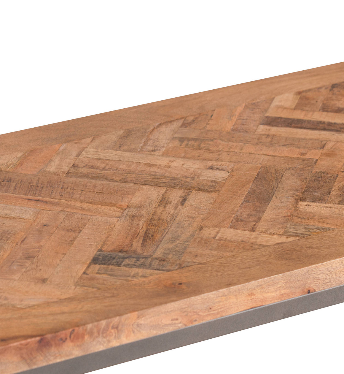 Parquet Top and Metal Frame Console Table
