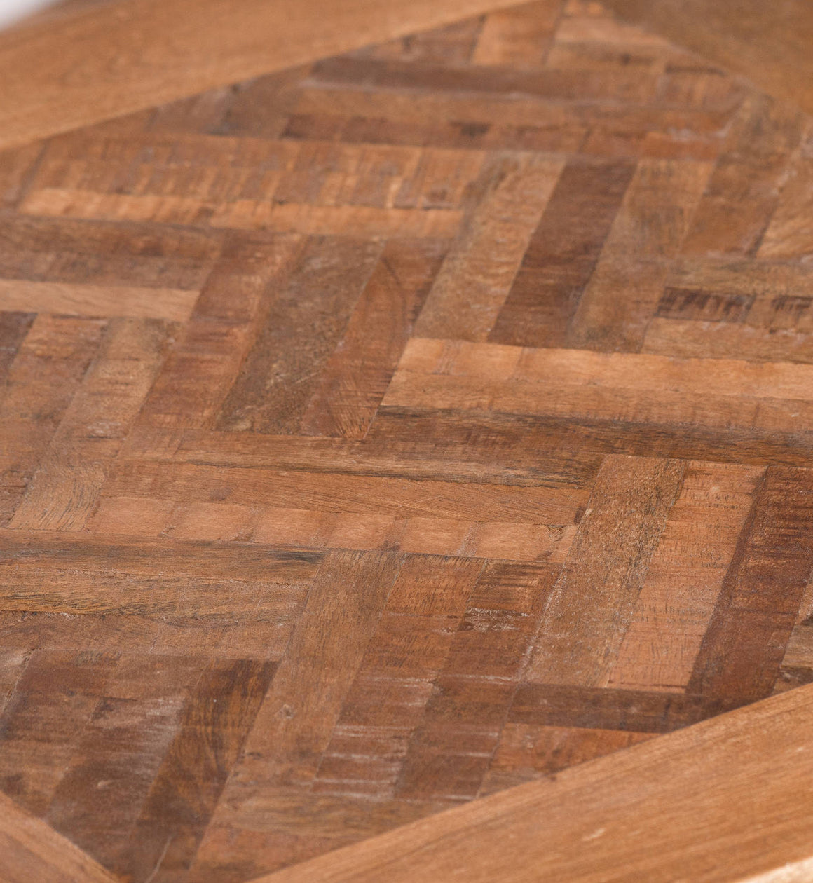 Parquet Top and Metal Frame Side Table