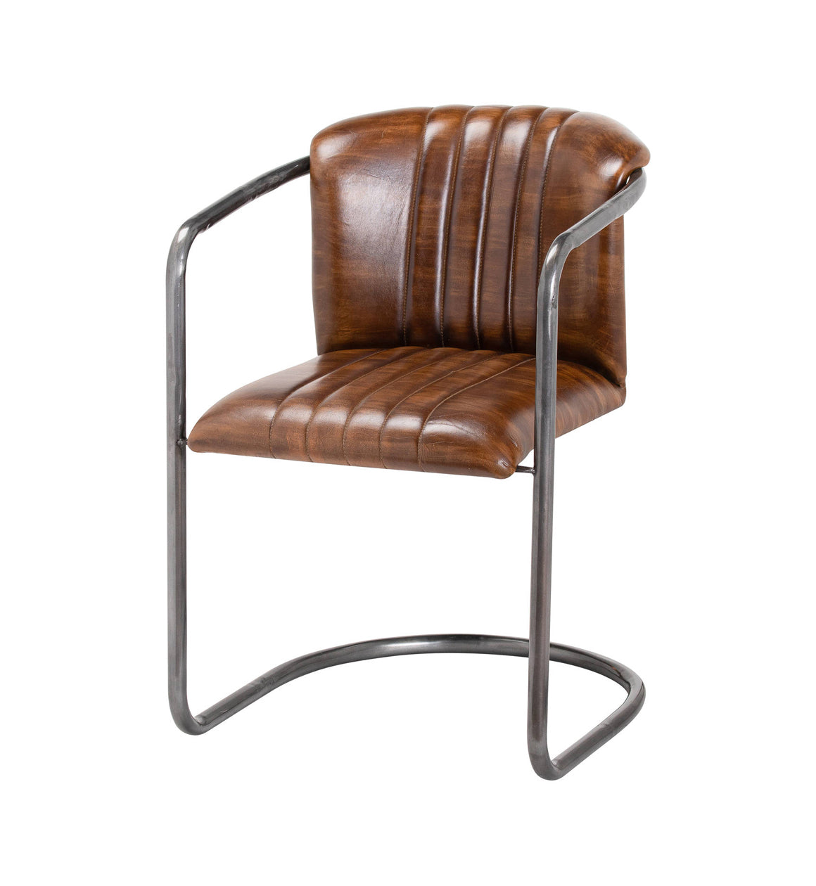 Ribbed Leather Dining Chair