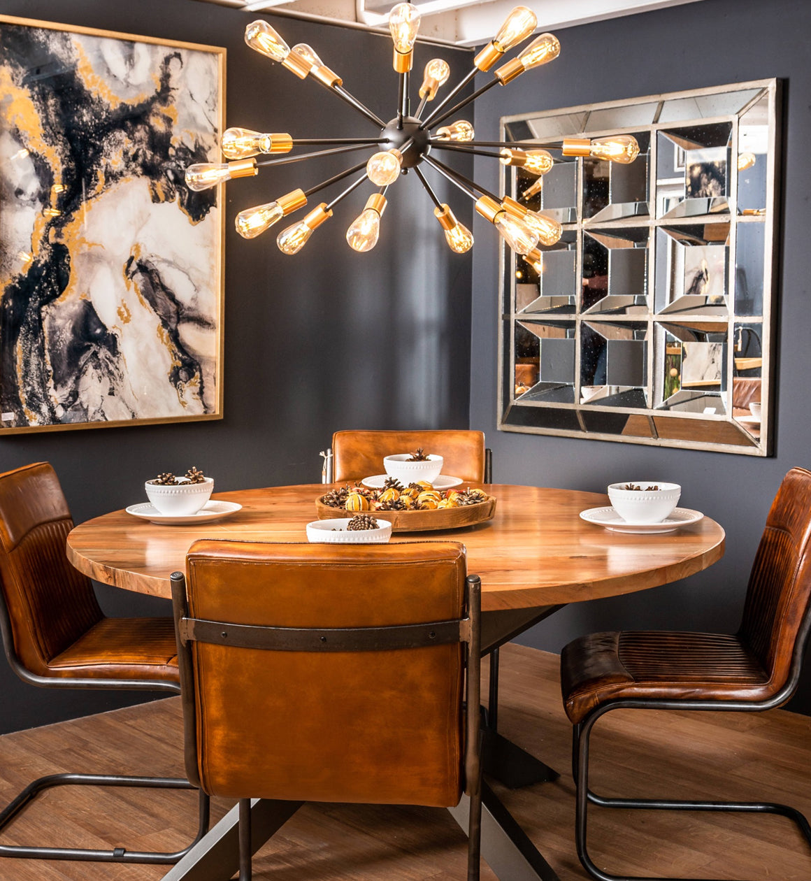 Ribbed Leather Dining Chair